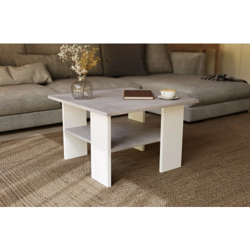 Stolik kawowy kwadratowy ST1 beton/biały 60x60 cm